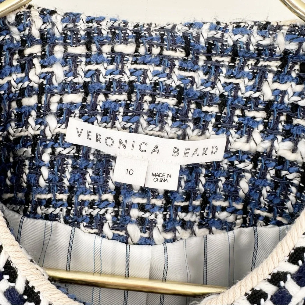 Veronica Beard • Brim Blue Tweed Cropped Jacket - Picture 3 of 16